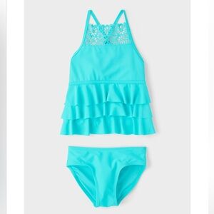 Aqua Ruffle Kids Tankini Set